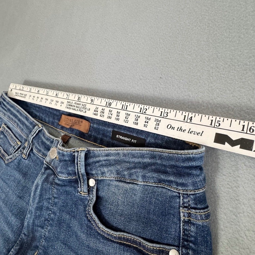 Judy Blue Straight Fit Jeans Sz 11/30 Raw Hem High Rise Soft Classic Blue Denim - Picture 8 of 10